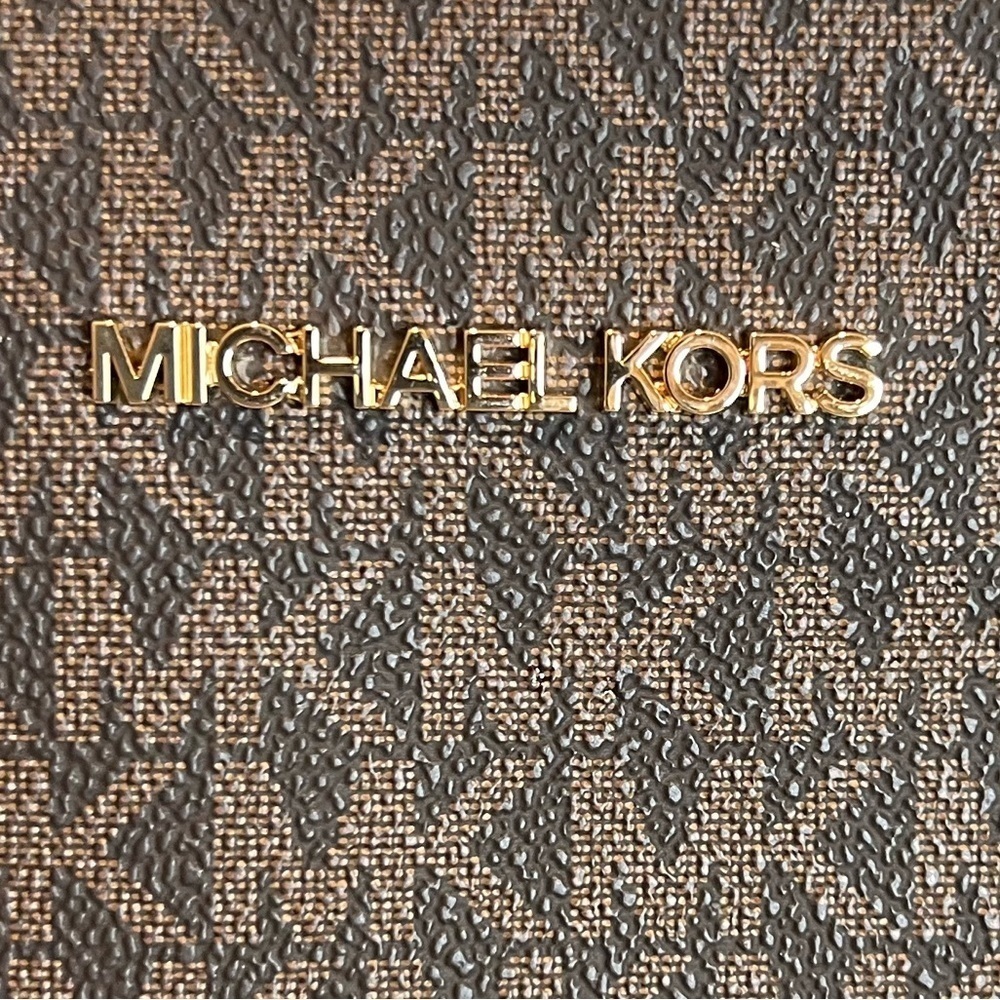MICHAEL KORS CHARLOTTE LARGE LOGO & LEATHER TOP ZIP TOTE - Picture 8 of 8